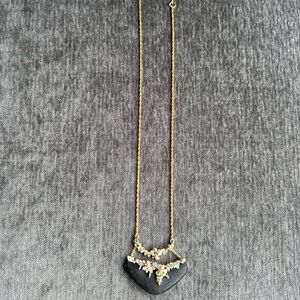 Alexis Bittar Crystal Lucite Elegant Black and Gold Necklace